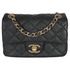 Chanel Black Quilted Grained Lambskin Mini Flap