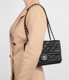 Chanel Black Quilted Iridescent Calfskin Leather Sheriff Star Single Flag Bag