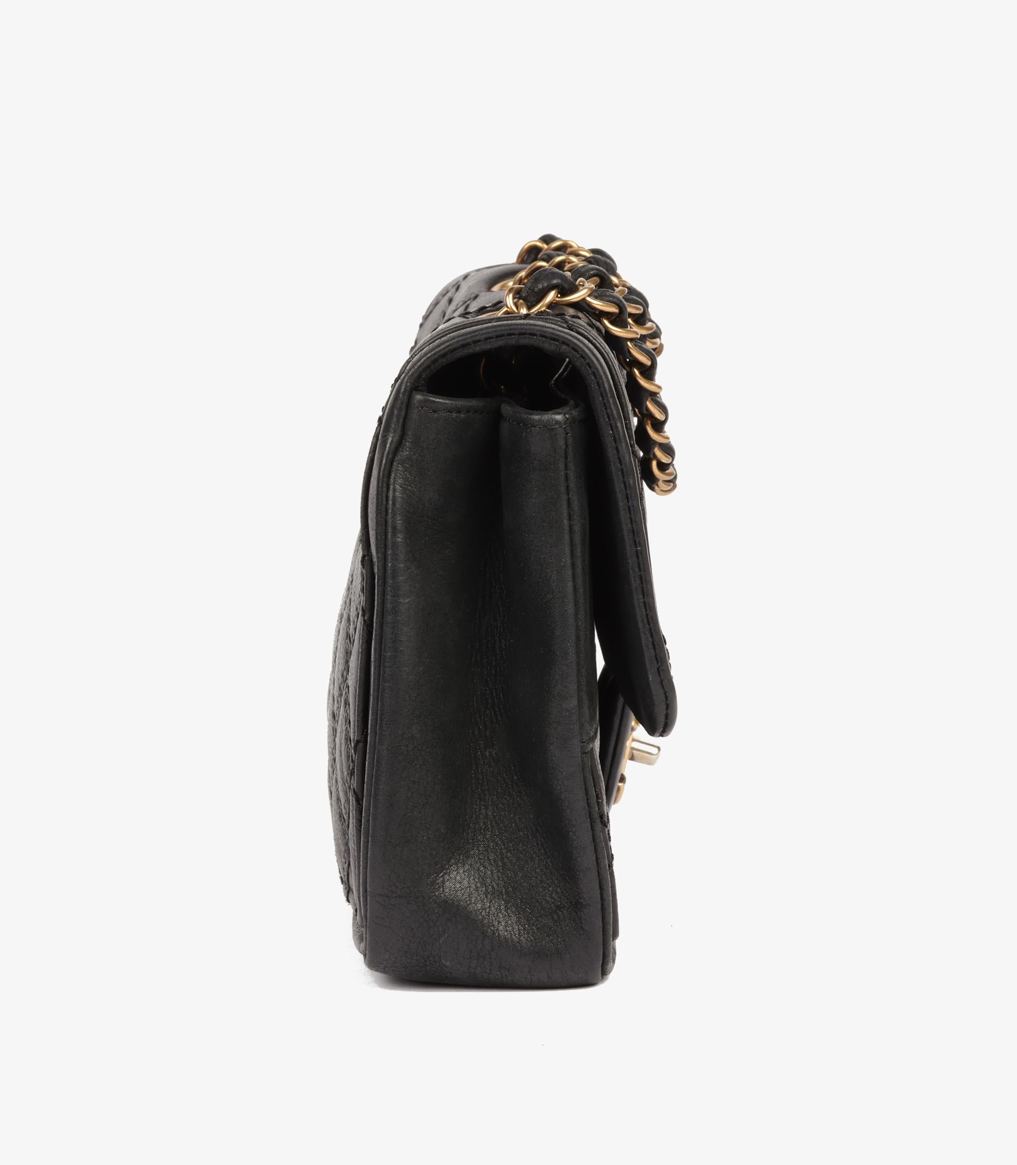Chanel Borsa nera trapuntata in pelle di vitello iridescente con bandiera singola Sheriff Star in vendita 3
