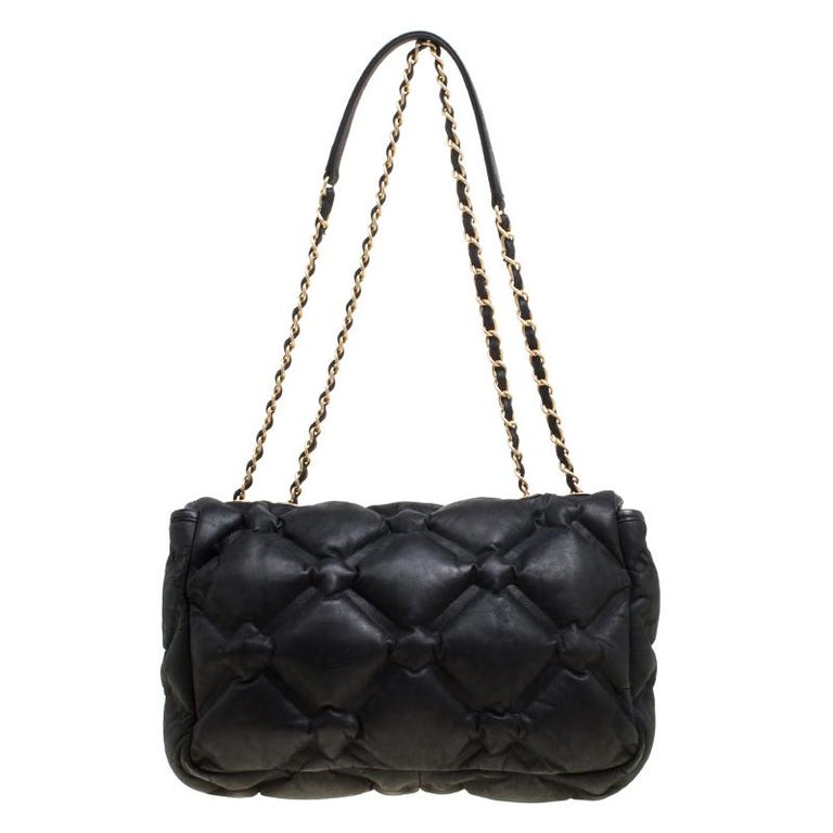 Chanel Black Quilted Iridescent Leather Chesterfield Flap Bag