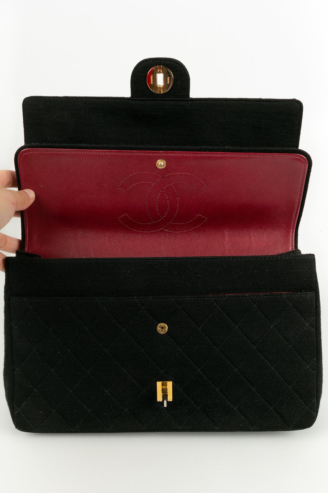 Chanel Black Quilted Jersey Bag For Sale 7
