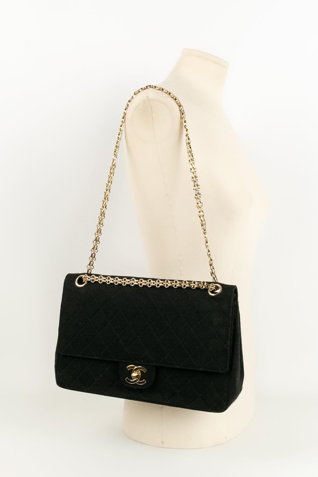 Chanel Black Quilted Jersey Bag For Sale 11
