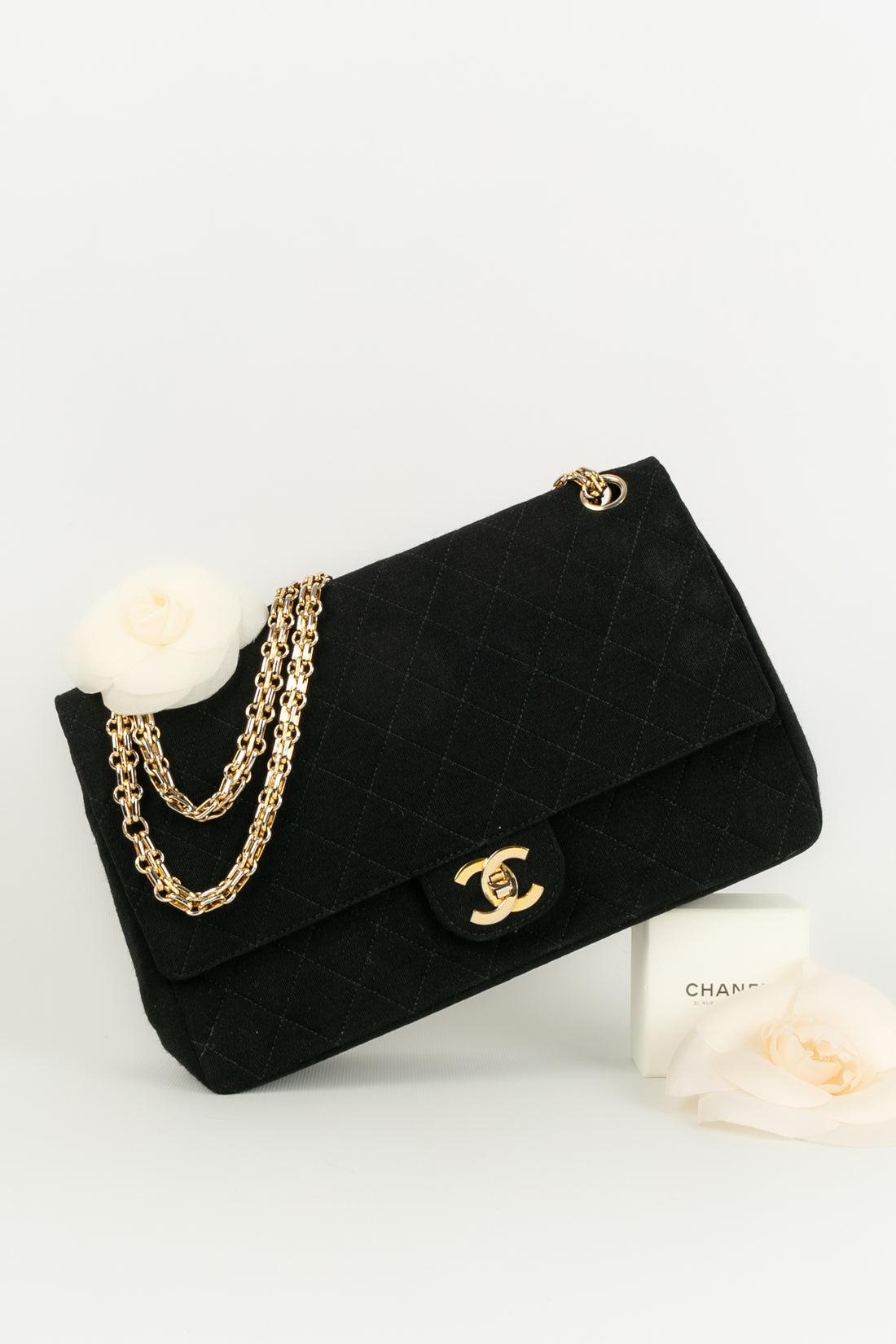 Chanel Black Quilted Jersey Bag For Sale 12