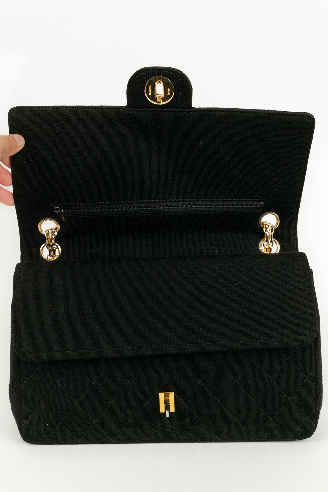 Chanel Black Quilted Jersey Bag For Sale 4