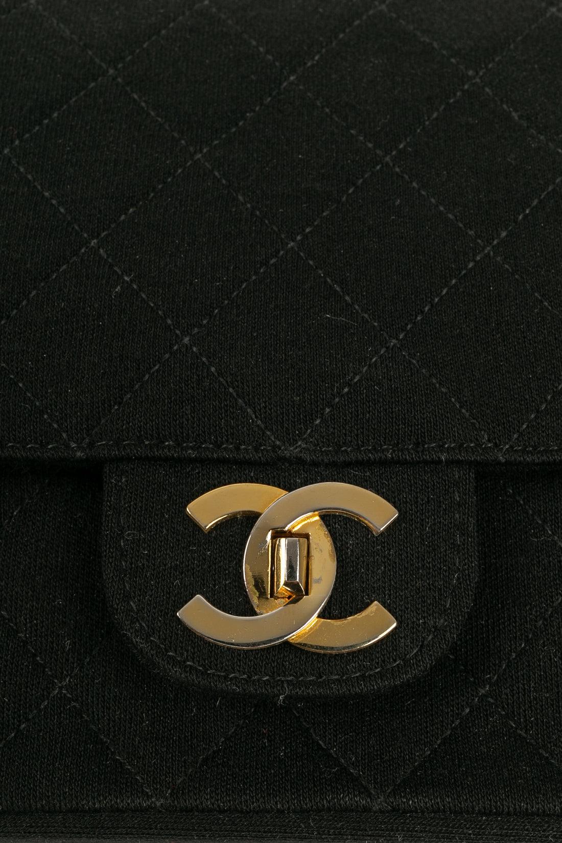 Chanel Black Quilted Jersey Bag For Sale 5