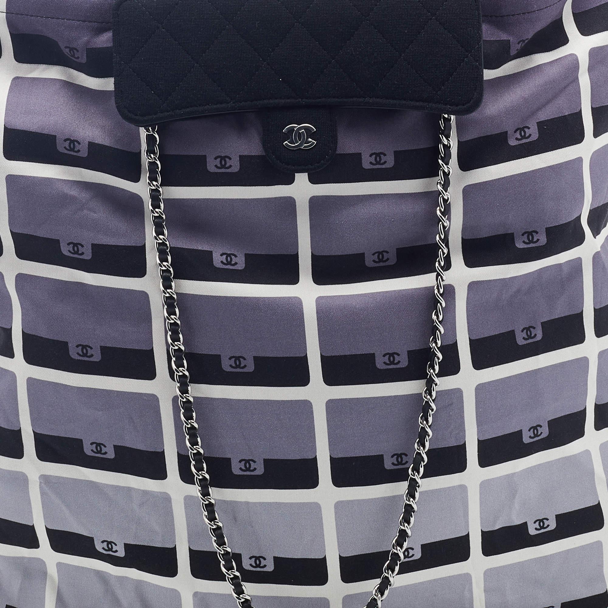 Women's Chanel Black Quilted Jersey Foldable Tote With Chain Bag