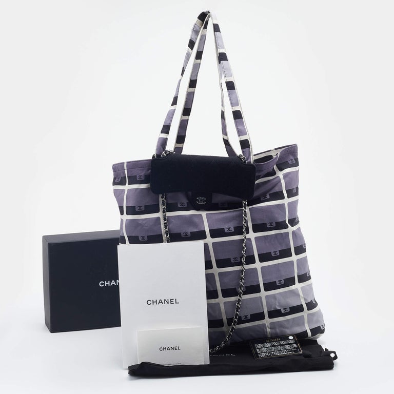 Chanel Black Quilted Jersey Foldable Tote With Chain Bag For Sale at