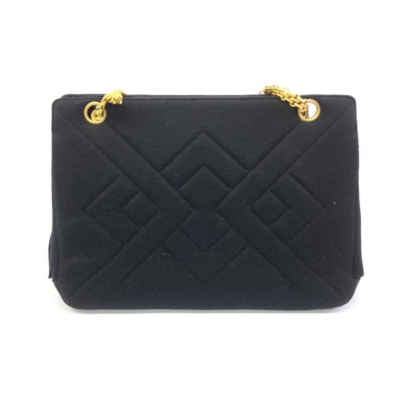Noir Chanel Black Quilted Jersey Reissue Frame Bag Cotton Chain Strap Kisslock Pouch en vente