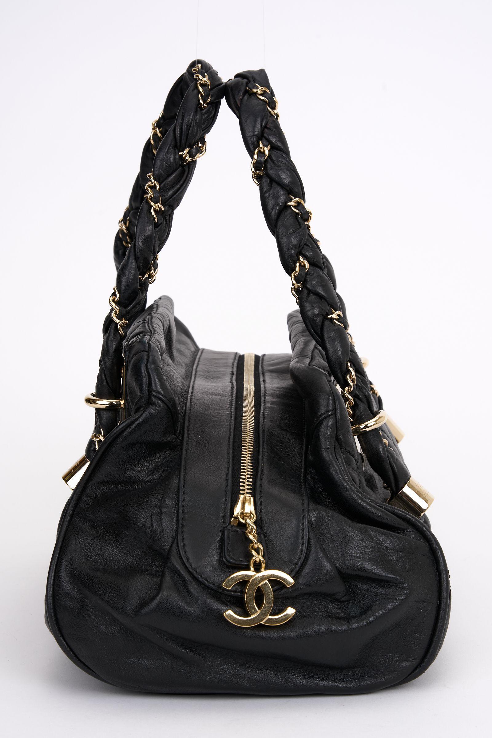 Chanel Black Quilted  Lady Braid Satchel In Excellent Condition For Sale In West Hollywood, CA