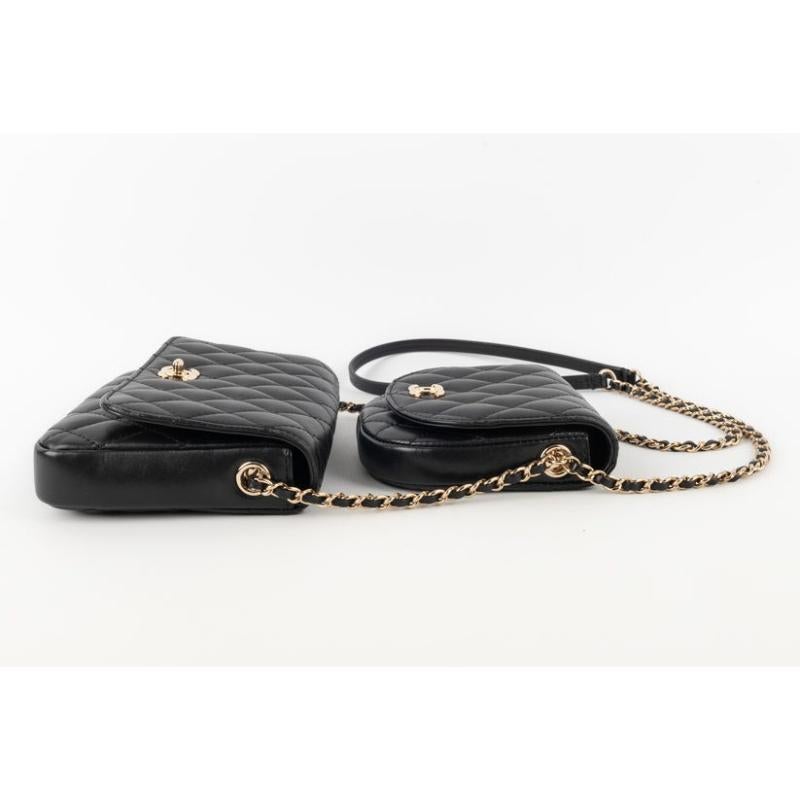 Women's Chanel Black Quilted Lambskin Bag Side Pack, 2019