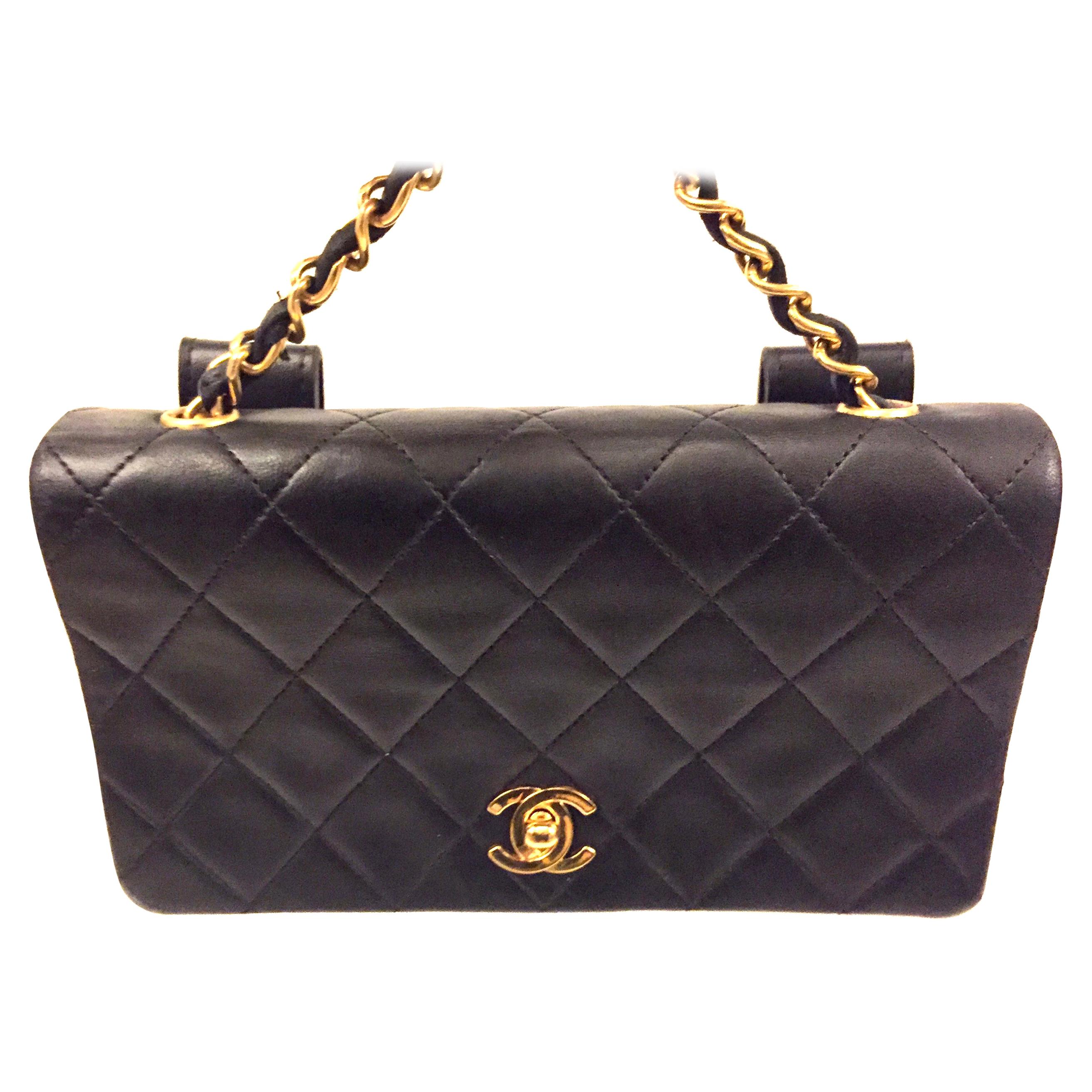 Chanel black quilted lambskin belt bag/handbag/clutch