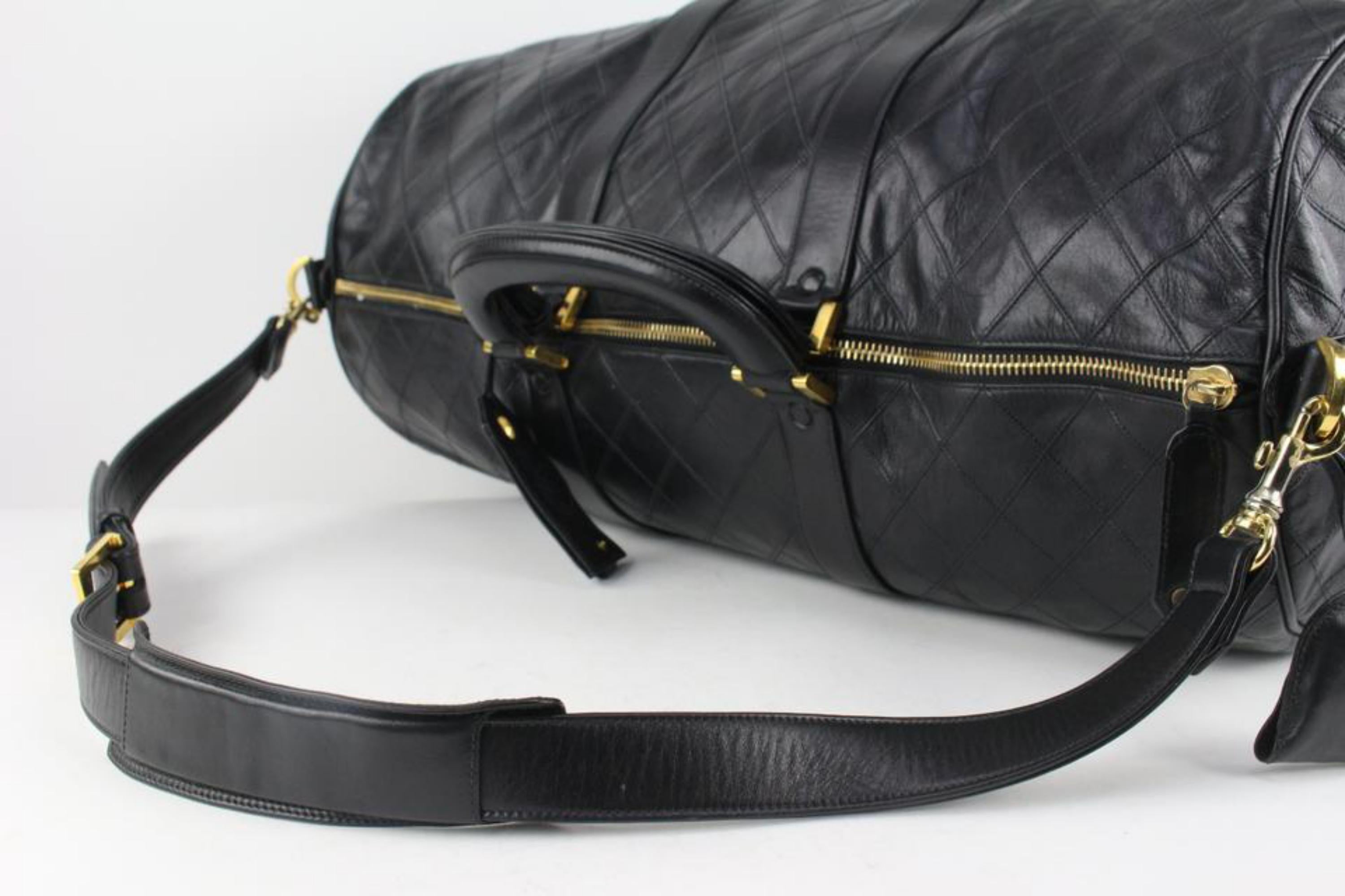 Chanel Black Quilted Lambskin Boston Duffle with Strap 1116c43 2