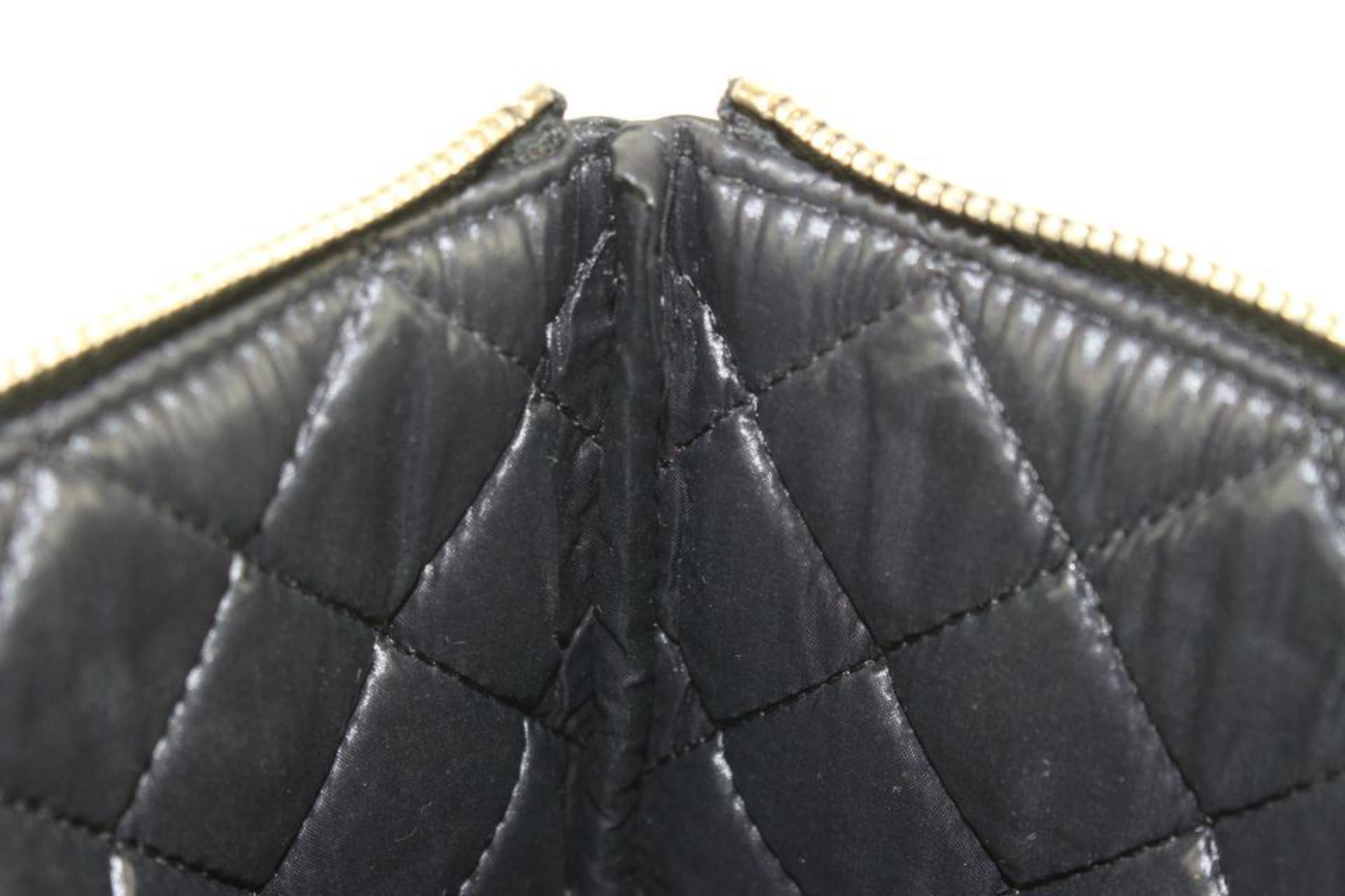 Women's Chanel Black Quilted Lambskin Boy O Case Zip Pouch Clutch 95ck516s