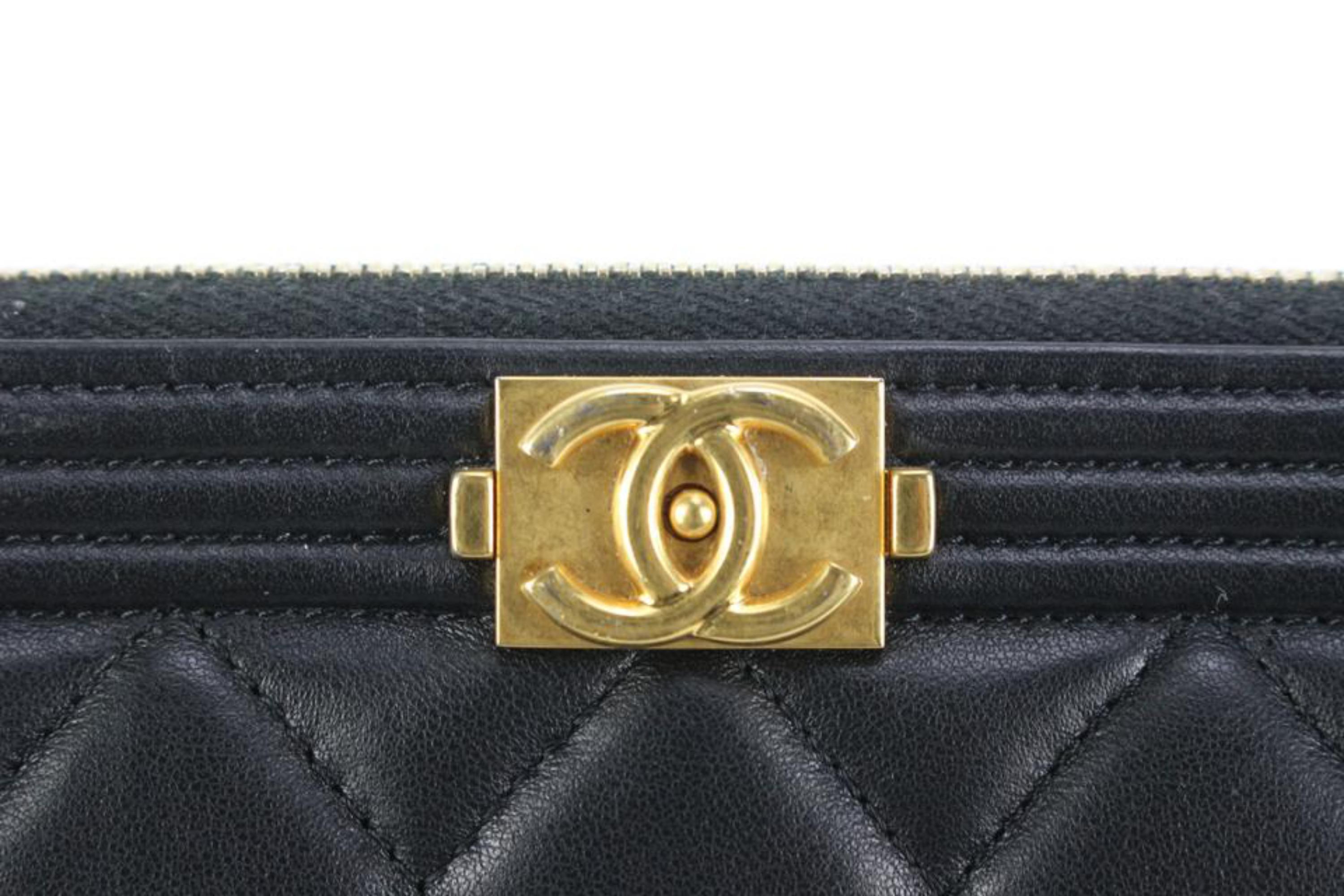 Chanel Black Quilted Lambskin Boy O Case Zip Pouch Clutch 95ck516s 4