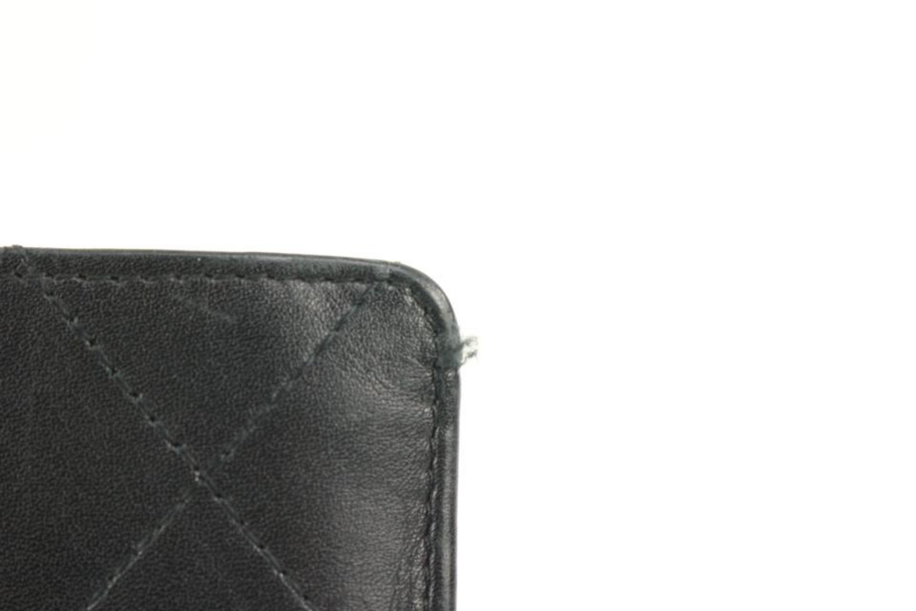 Chanel Schwarzes gestepptes Lammfell Cambon Kartenetui Wallet Etui 56ck32s im Angebot 6
