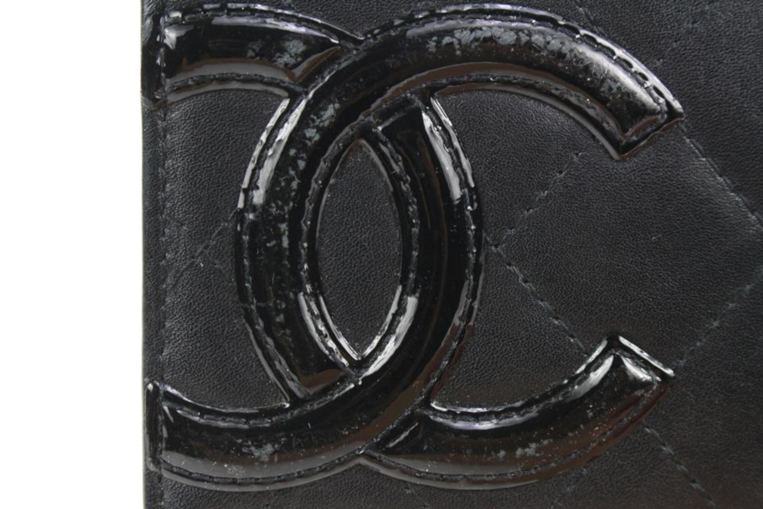 Chanel Schwarzes gestepptes Lammfell Cambon Kartenetui Wallet Etui 56ck32s im Angebot 3