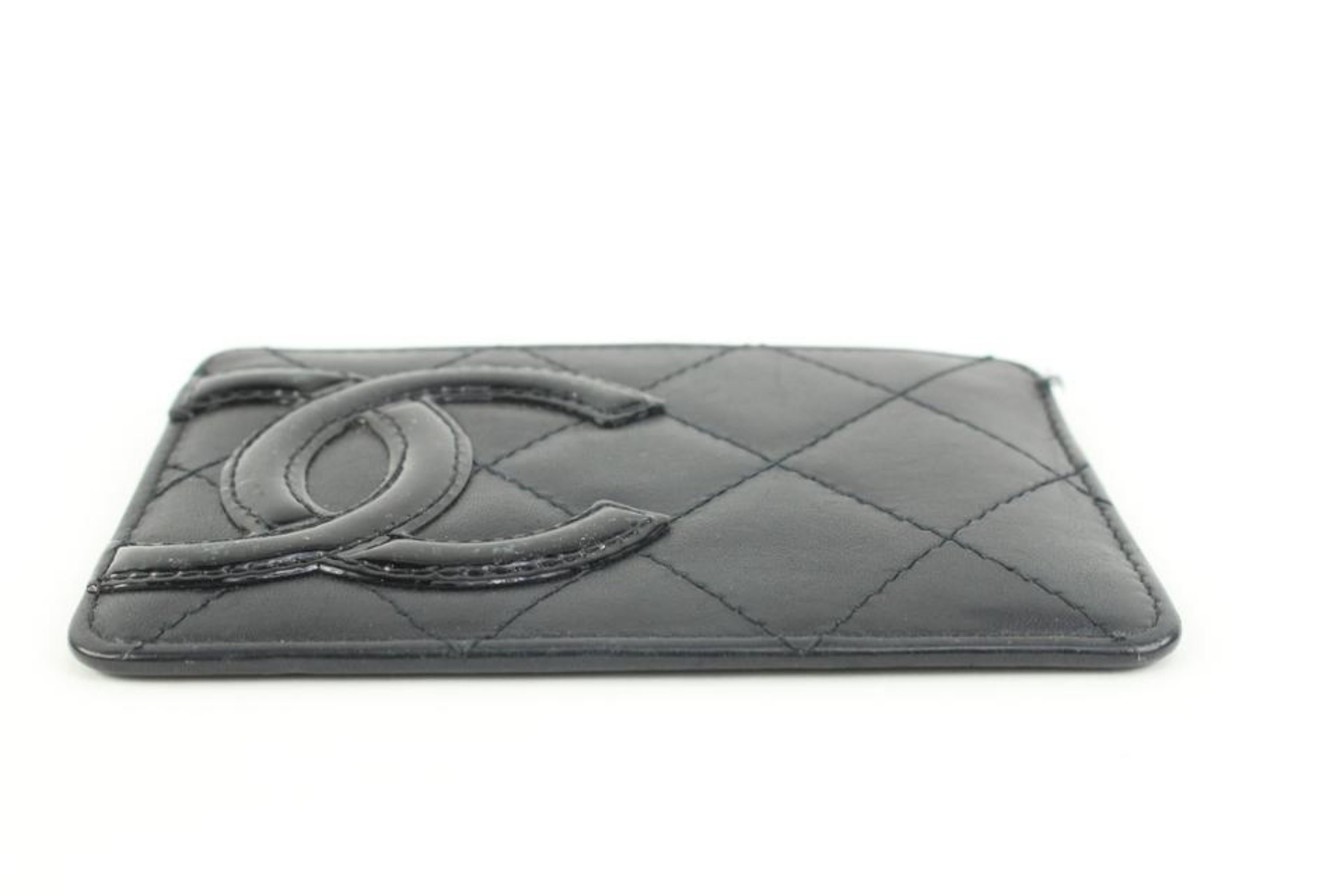 Chanel Schwarzes gestepptes Lammfell Cambon Kartenetui Wallet Etui 56ck32s im Angebot 4