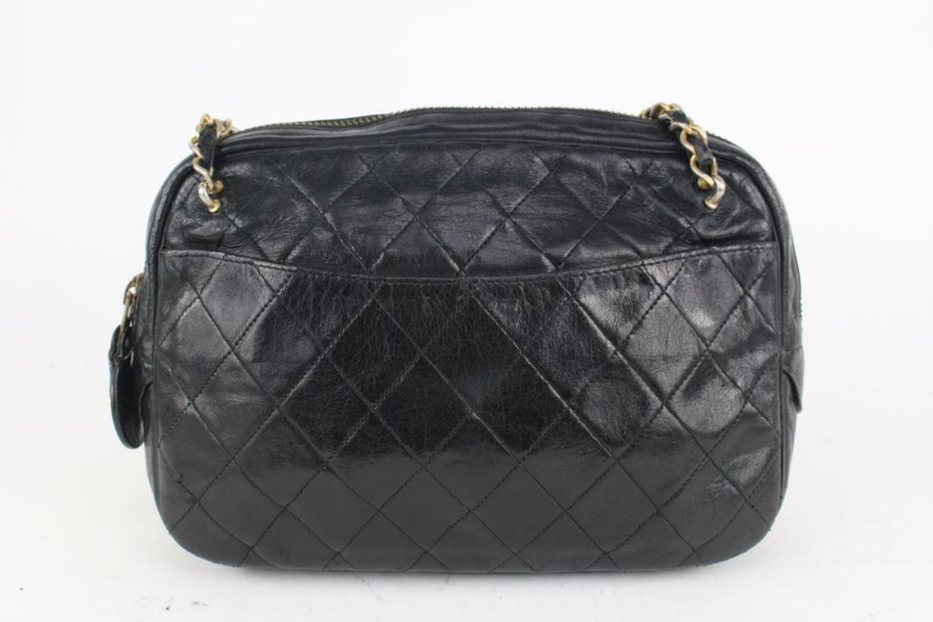 Chanel Black Quilted Lambskin Camera Bag Gold Chain 1014c7 For Sale 3