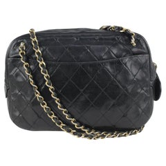 Chanel Black Quilted Lambskin Camera Bag Gold Chain 1014c7