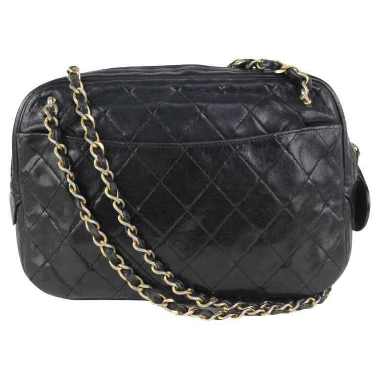 Chanel Black Quilted Lambskin Camera Bag Gold Chain 1014c7 For Sale at  1stDibs