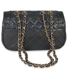 Chanel Black Quilted Lambskin CC Braided Saddle Flap Bag