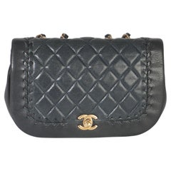 Chanel Black Quilted Lambskin CC Braided Saddle Saddle Bag