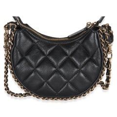 Chanel Black Quilted Lambskin CC Chain Around Mini Moon Hobo Crossbody