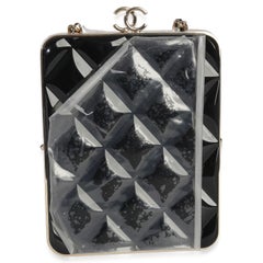 Chanel Black Quilted Lambskin CC Frame Clutch With Chain
