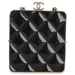 Chanel Black Quilted Lambskin CC Frame Clutch With Chain