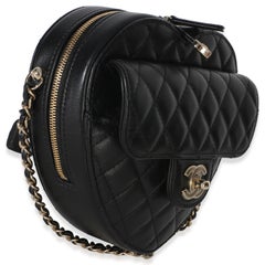 Chanel Black Quilted Lambskin CC In Love Heart Bag