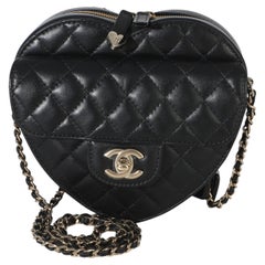 Chanel Black Quilted Lambskin CC In Love Heart Bag