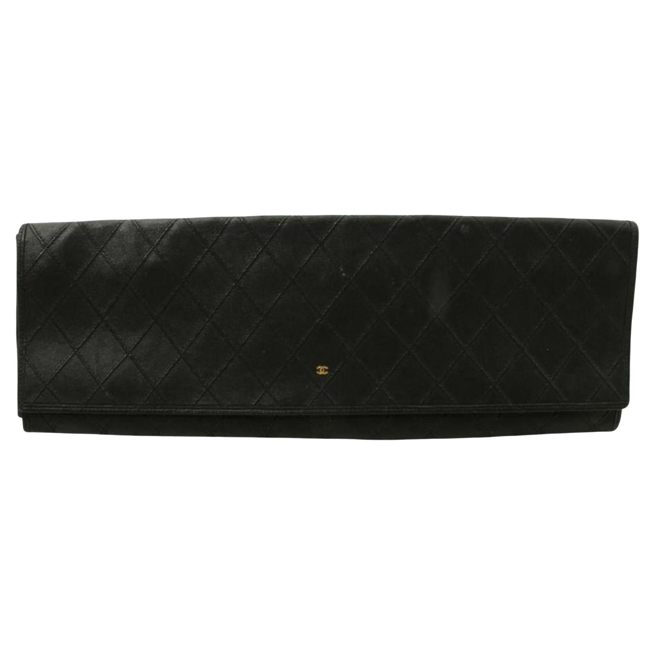 Chanel Black Quilted Lambskin CC Jewelry Pouch Clutch 861326