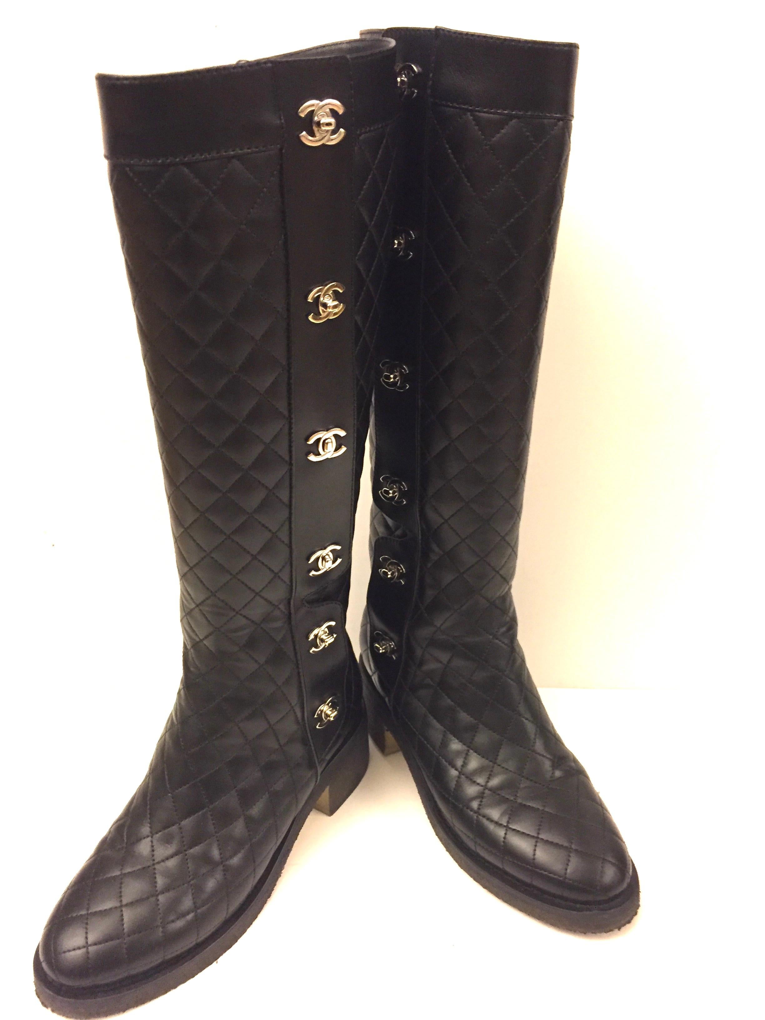 chanel quilted boots