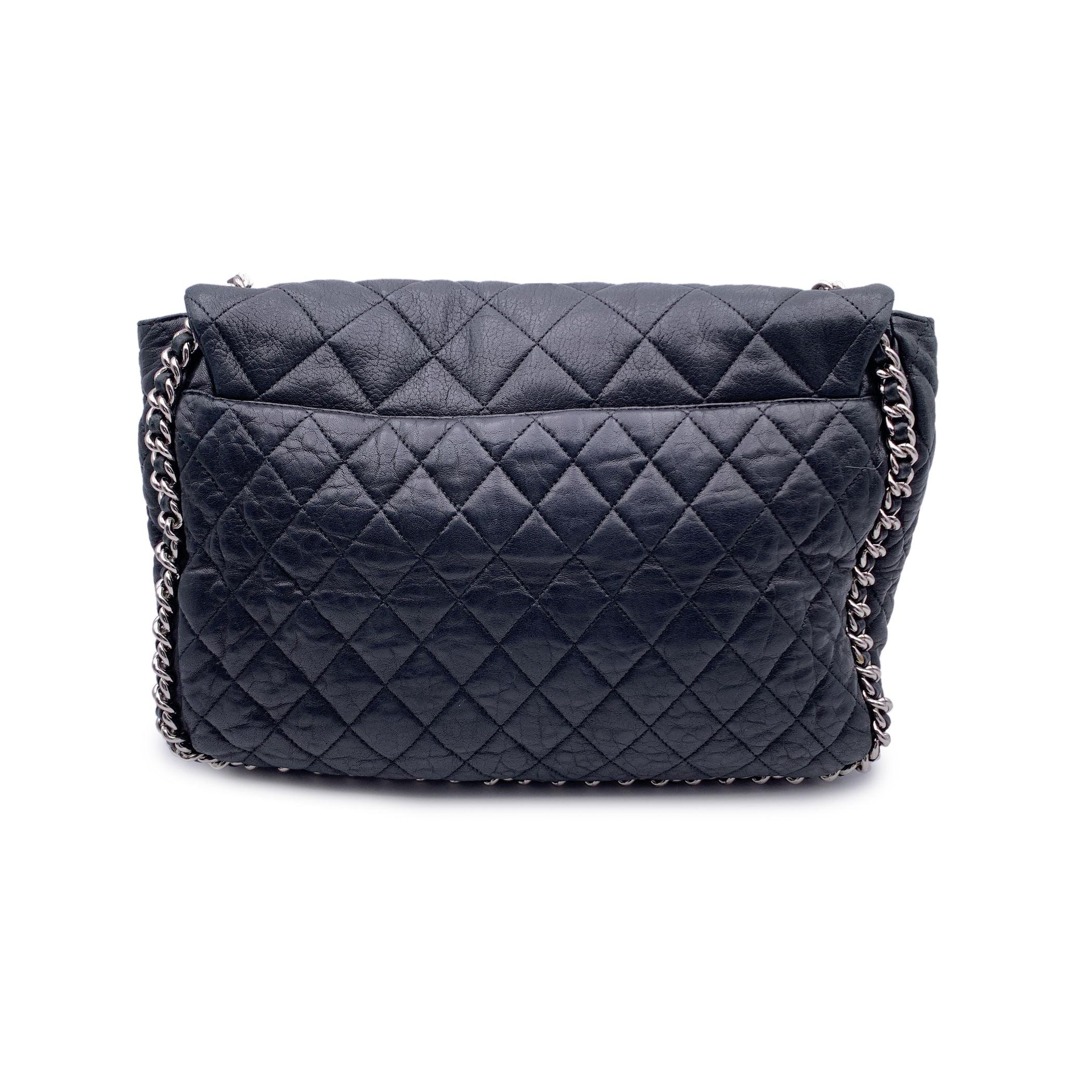 Women's Chanel Black Quilted Lambskin Chain Around Maxi Shoulder Bag