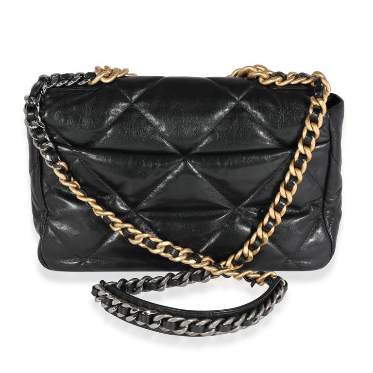 Chanel Black Quilted Lambskin Chanel 19 Large Flap Bag For Sale at 1stDibs   chanel 19 flap bag lambskin large black, chanel 19 large black, chanel  quilted bag