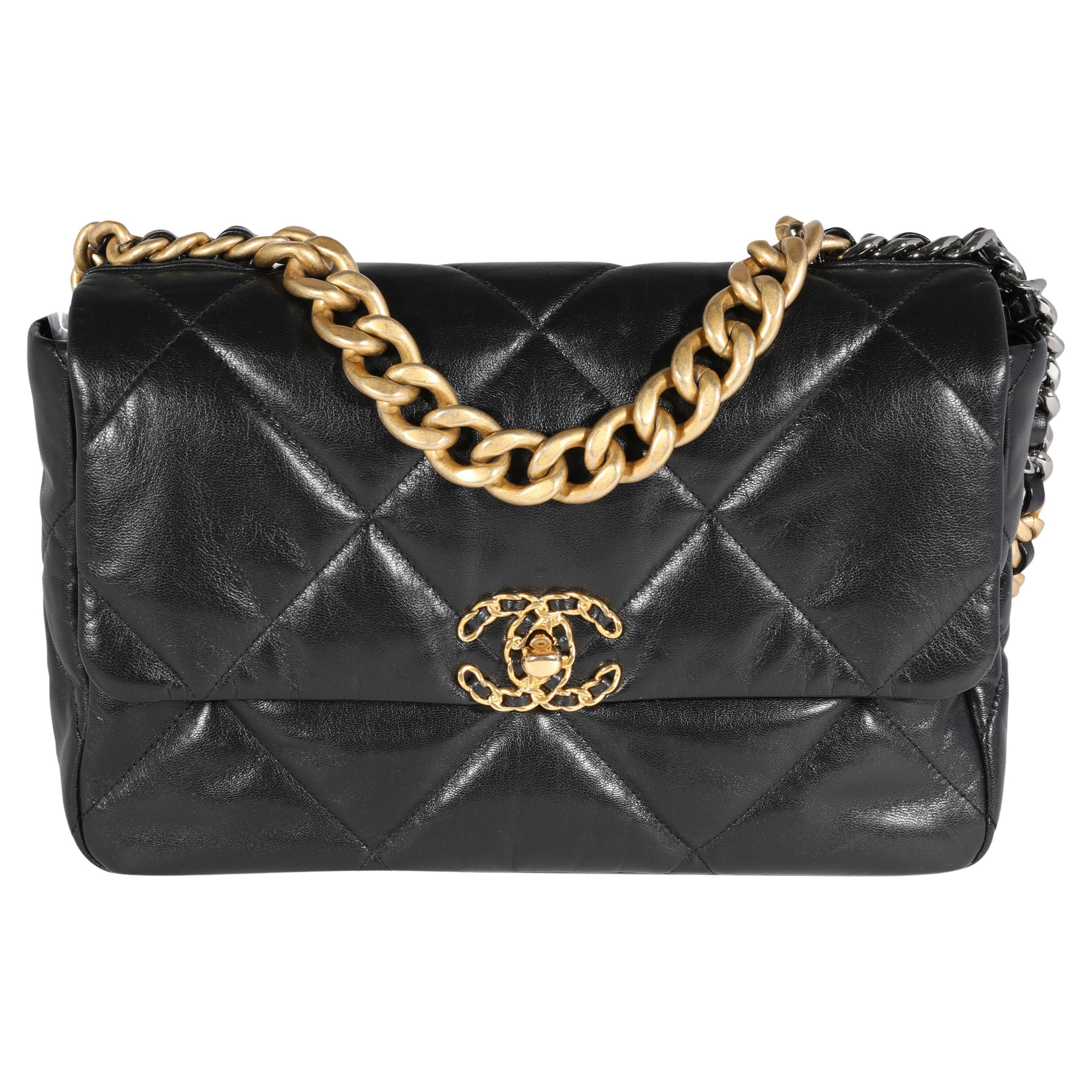 Chanel Black Quilted Lambskin Chanel 19 Large Flap Bag For Sale at 1stDibs