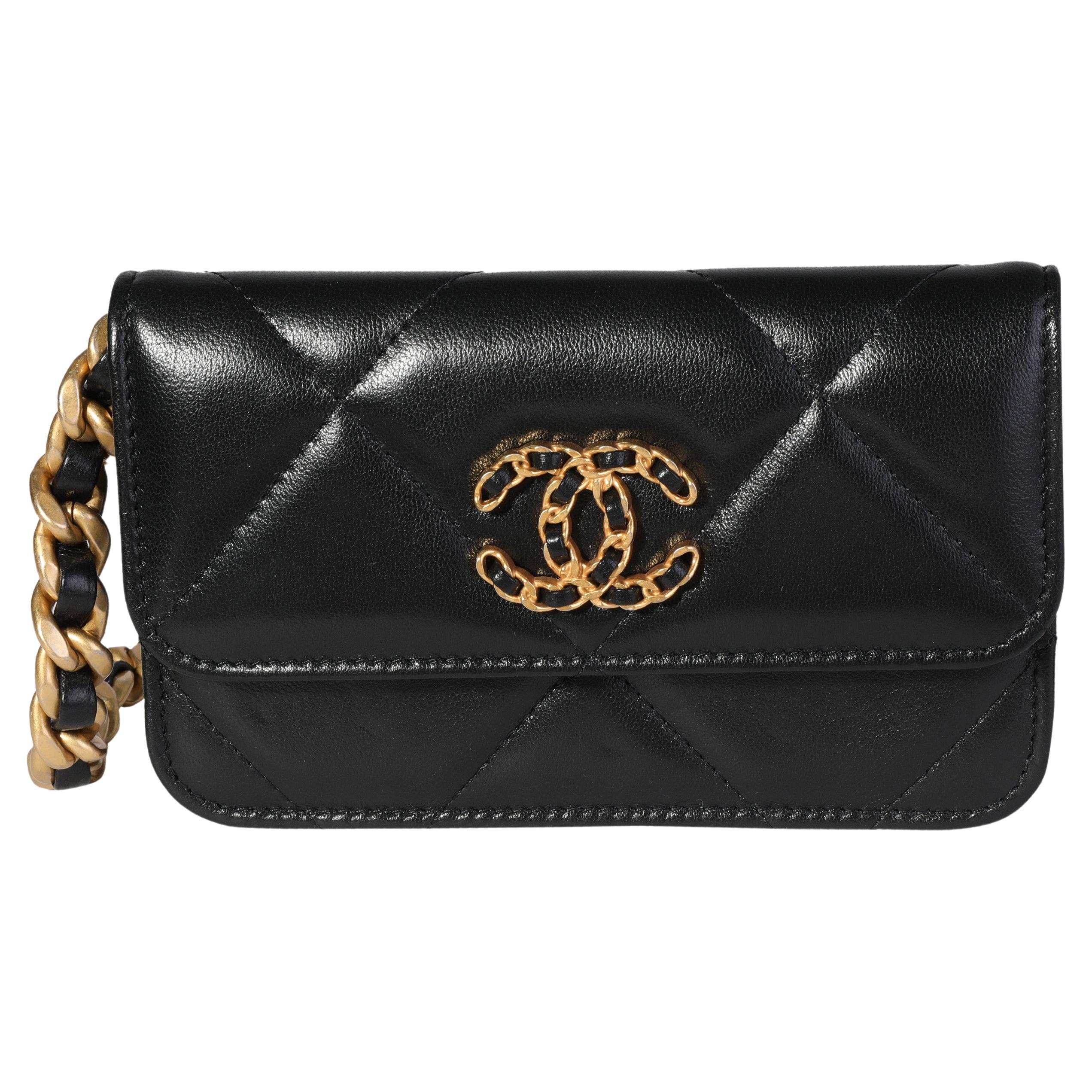 Chanel Black Quilted Lambskin Chanel 19 Mini Coin Purse With