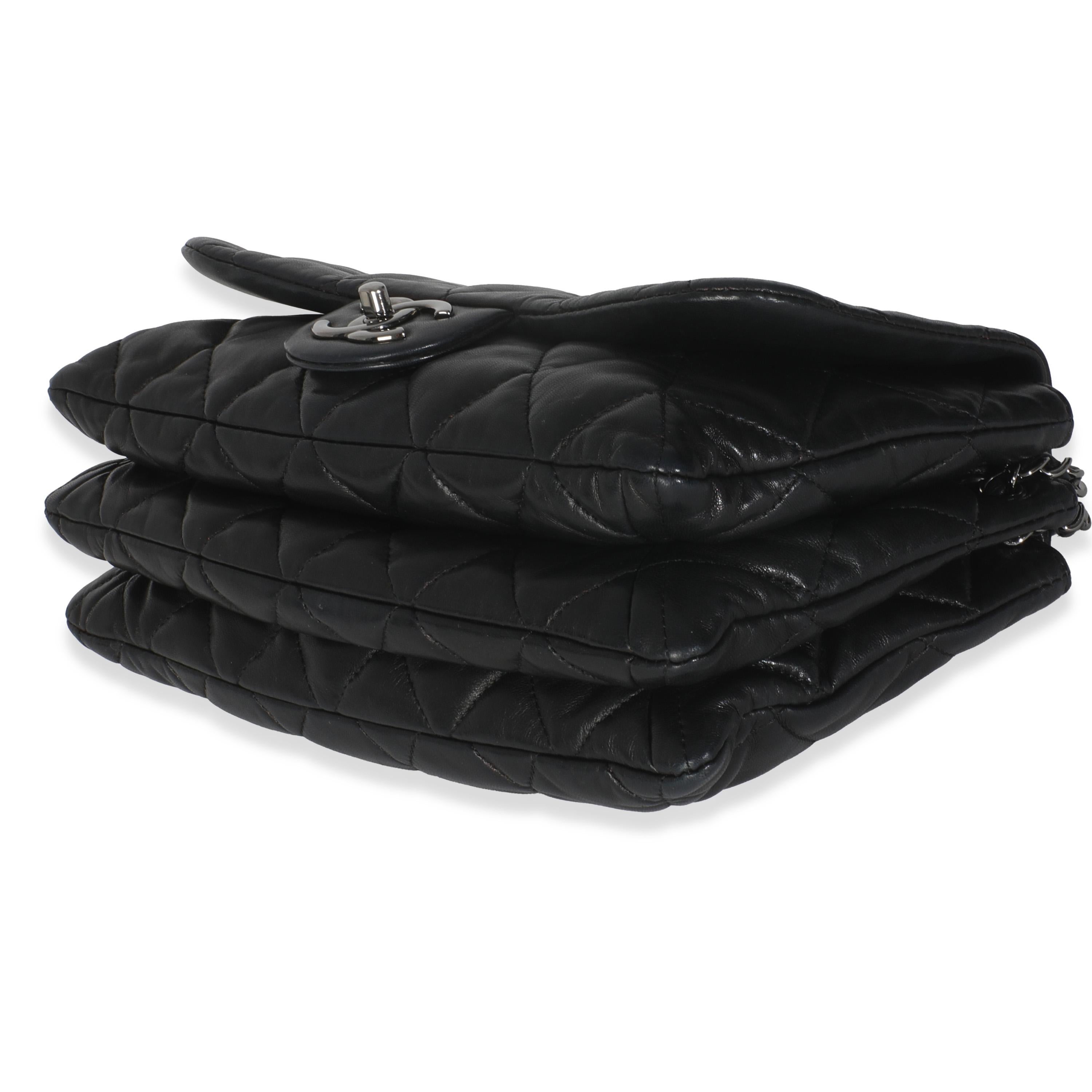 Chanel Black Quilted Lambskin Chanel 3 Accordion Flap Bag For Sale 1