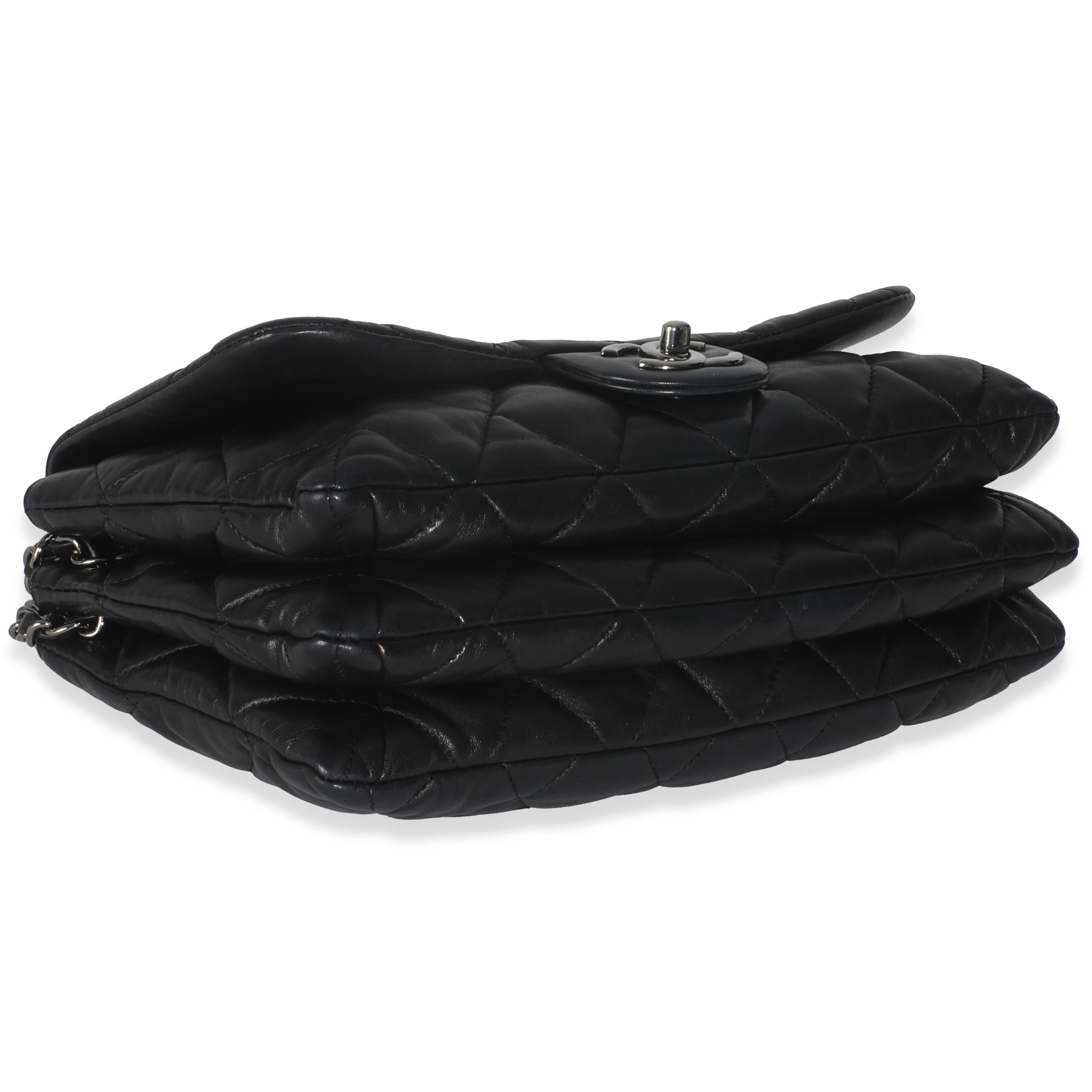 Chanel Black Quilted Lambskin Chanel 3 Accordion Flap Bag For Sale 2