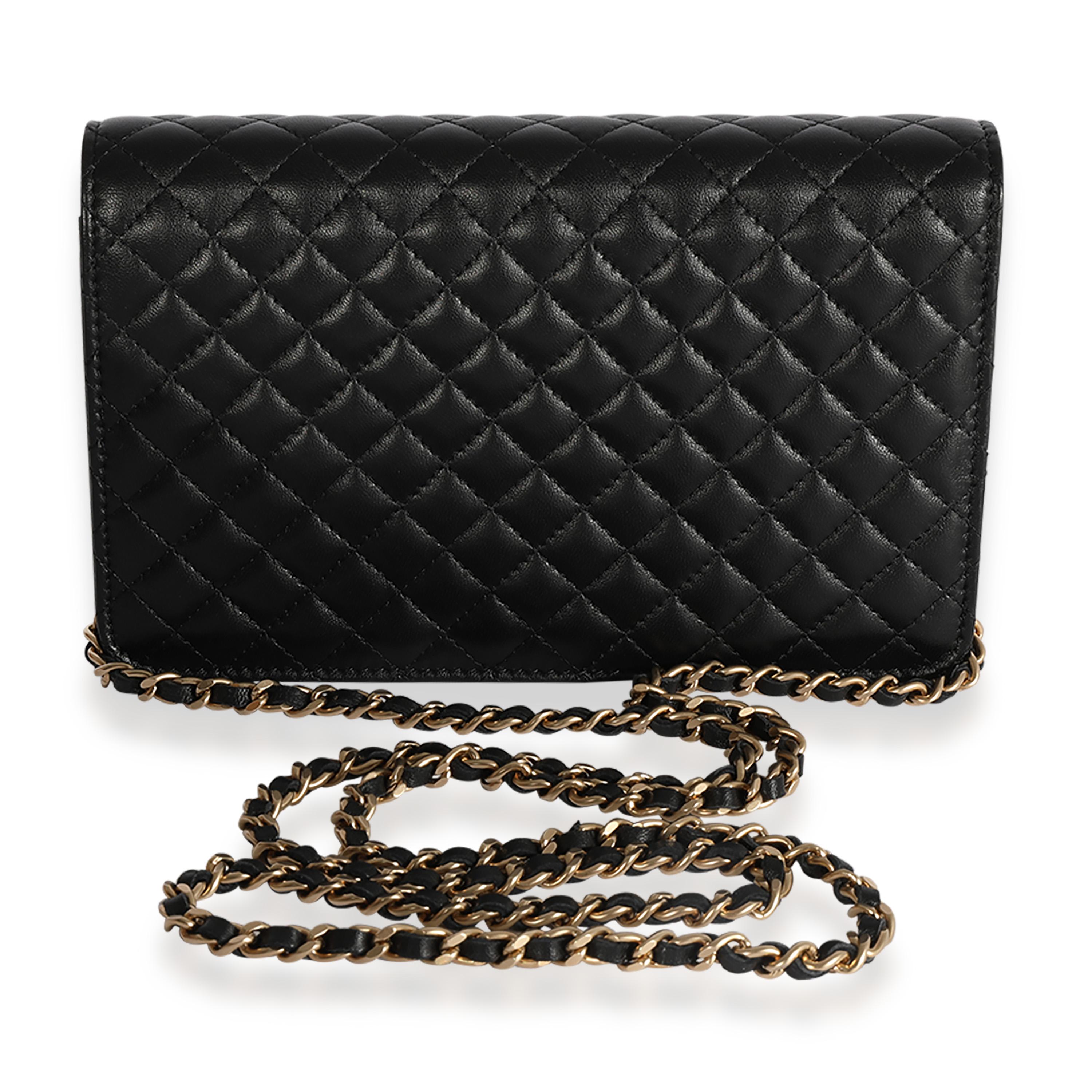 Chanel Black Quilted Lambskin Chanel Crest Wallet On Chain In Excellent Condition In New York, NY