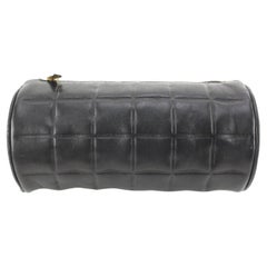 Chanel Black Quilted Lambskin Chocolate Bar Round Pouch 95ch630s