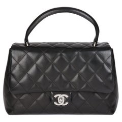 CHANEL Schwarzes gestepptes Lammfell Klassisch Kelly