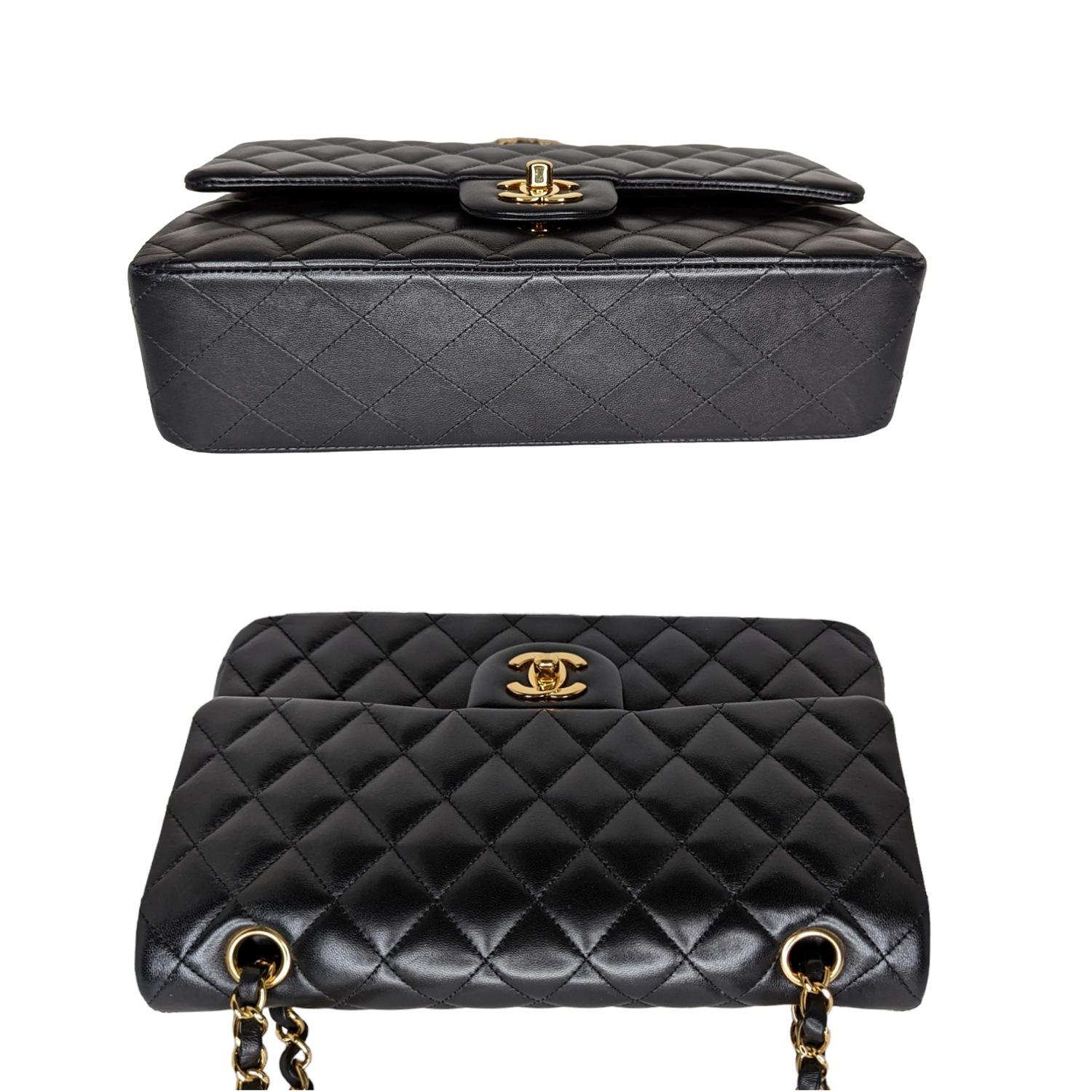 Women's Chanel Black Quilted Lambskin Classic Medium Double Flap