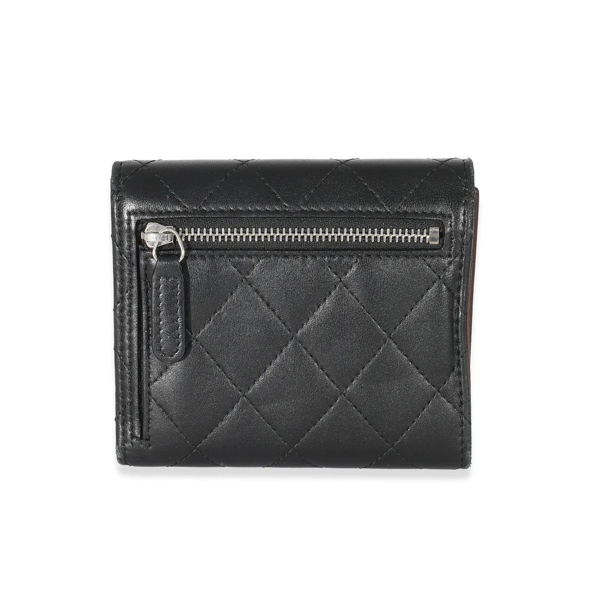 Chanel Black Quilted Lambskin Classic Small Flap Wallet  In Good Condition In Montreal, Quebec