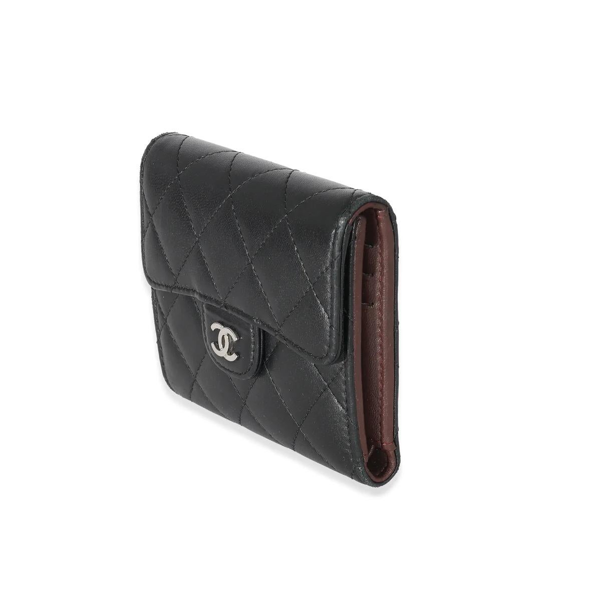 Women's or Men's Chanel Black Quilted Lambskin Classic Small Flap Wallet 