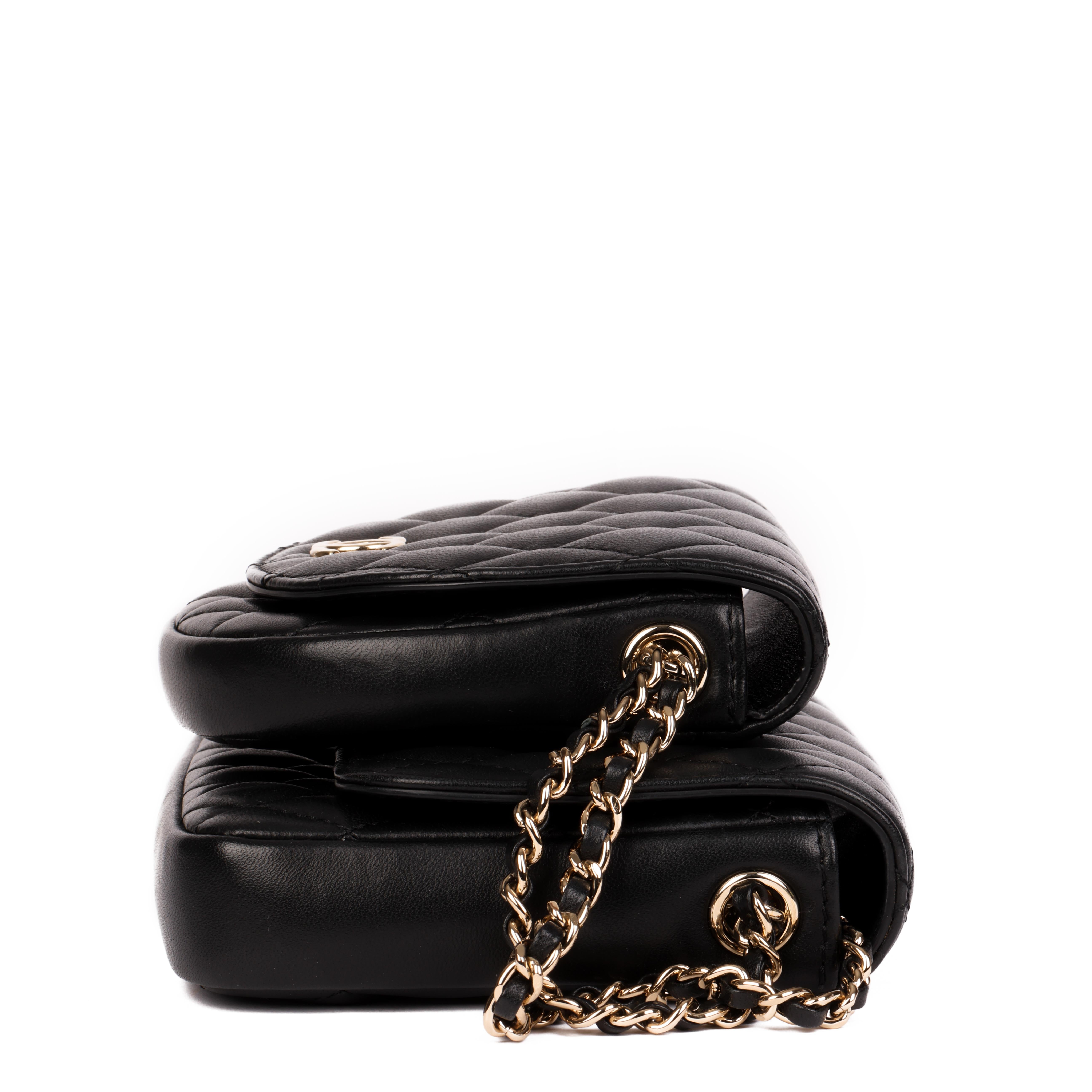 Chanel Black Quilted Lambskin Classic Twin Flap Bag Side Pack 4