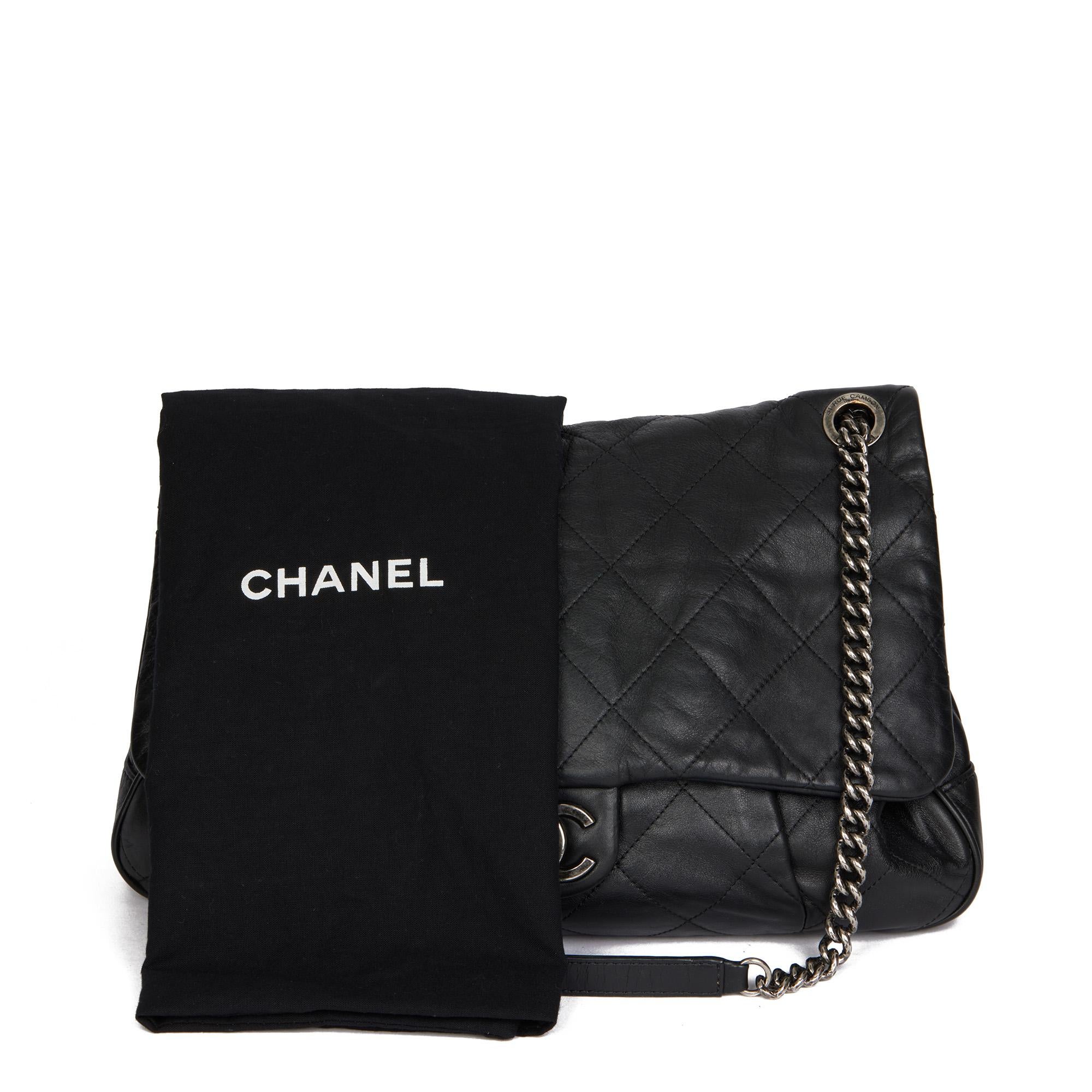 CHANEL Black Quilted Lambskin Coco Pleats Flap Bag 7