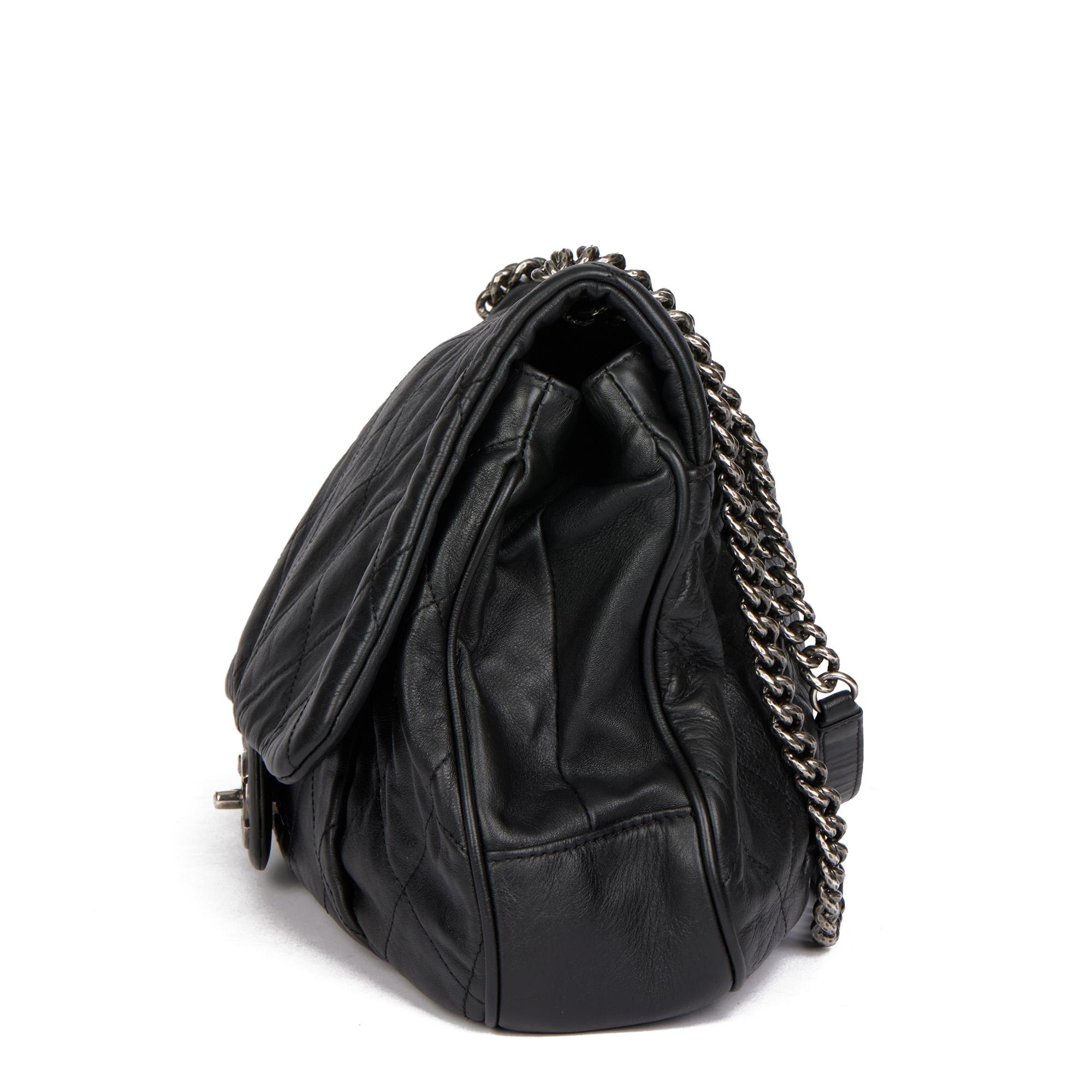 CHANEL Black Quilted Lambskin Coco Pleats Flap Bag In Excellent Condition In Bishop's Stortford, Hertfordshire