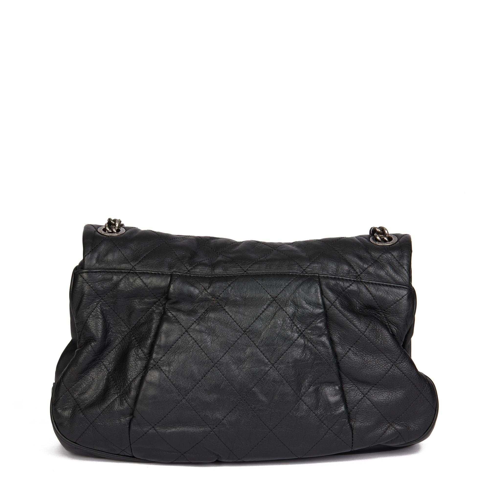Women's CHANEL Black Quilted Lambskin Coco Pleats Flap Bag