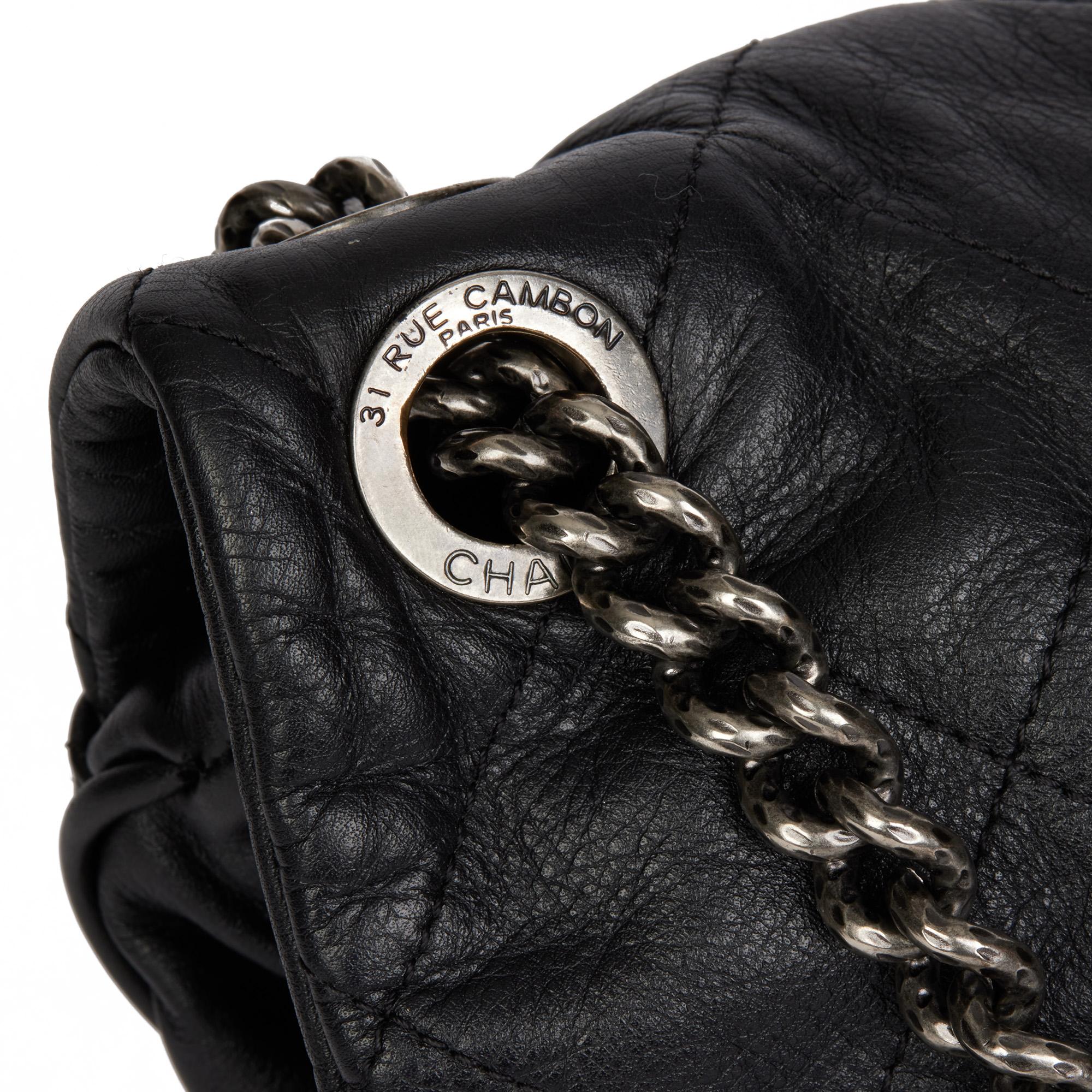 CHANEL Black Quilted Lambskin Coco Pleats Flap Bag 3